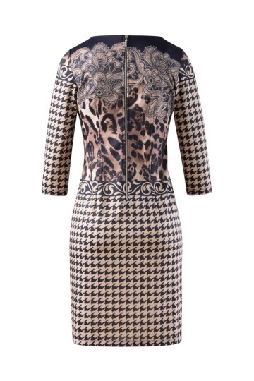 Kadın Bisiklet Yaka Truvakar Kol Desenli Spor Şık Elbise