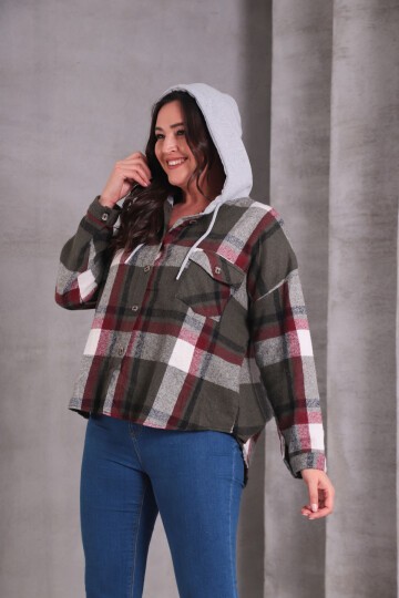 Kadın Curve Desenli Renkli Oduncu Oversize Büyük Beden Ceket Gömlek