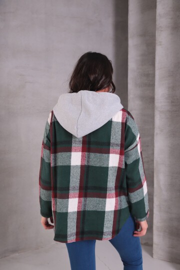 Kadın Curve Desenli Renkli Oduncu Oversize Büyük Beden Ceket Gömlek