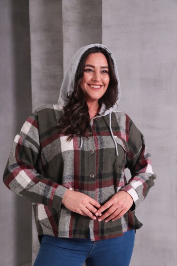 Kadın Curve Desenli Renkli Oduncu Oversize Büyük Beden Ceket Gömlek