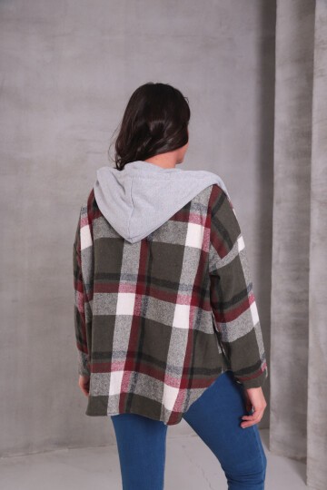 Kadın Curve Desenli Renkli Oduncu Oversize Büyük Beden Ceket Gömlek