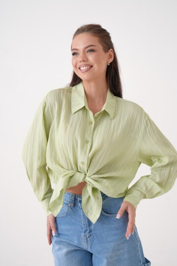 Kadın Gömlek Yaka Önü Düğmeli Düz Uzun Kol Rahat Kalıp Curve Büyük Bedeb Yazlık Gömlek