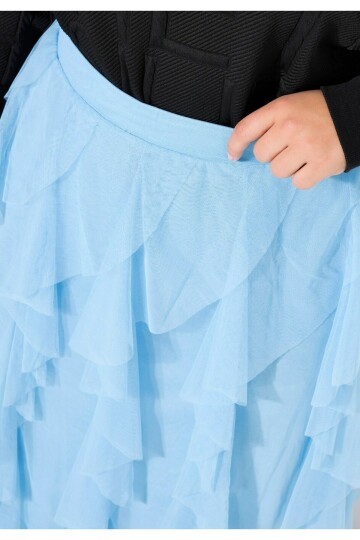 Kadın Katlı Tasarım Yüksek Bel Beli Lastikli Spor Şık Curve Büyük Beden Tül Etek