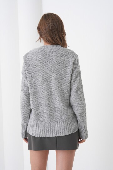 Kadın Kendinden Dokulu Uzun Kollu Bisiklet Yaka Spor Şık Kışlık Triko Kazak