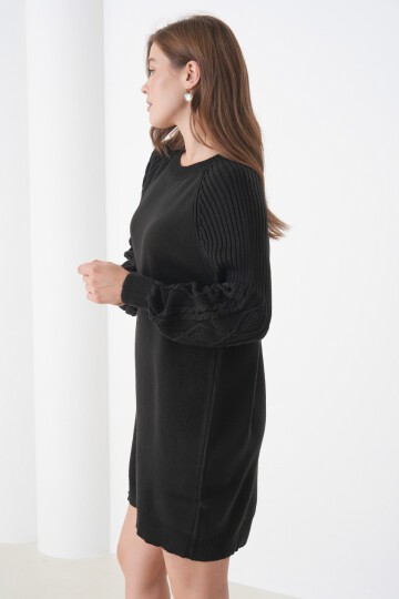 Kadın Kolları Uzun Kendinden Dokulu Bisiklet Yaka Tunik Boy Şık Kışlık Triko Kazak