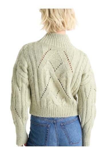 Kadın Su Yeşili Crop Boy Yarım Balıkcı Yumuşacık Triko Kazak