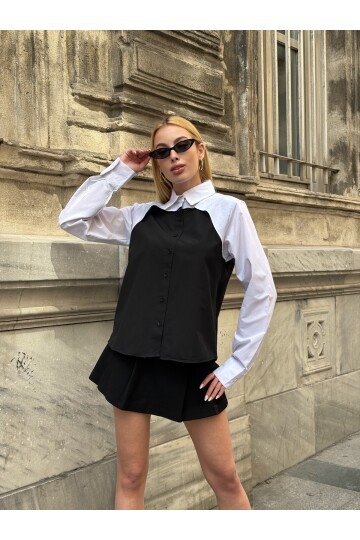 Kadın Tasarım Design İki Parça Şık Curve Tesettüre Uygun Büyük Beden %100 Cotton Uzun Kol Gömlek