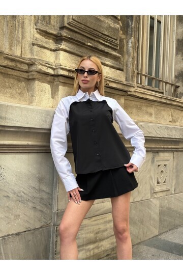 Kadın Tasarım Design İki Parça Şık Curve Tesettüre Uygun Büyük Beden %100 Cotton Uzun Kol Gömlek