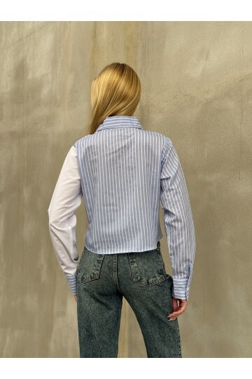 Kadın Tasarım Etek Üstü Crop Boy Pamuklu Şık Pamuklu Gömlek