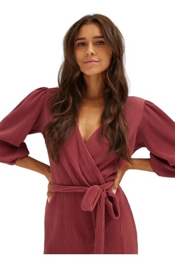 Kadın Truvakar Kol Krinkıl Kruvaze Yaka Curve Büyük Beden Elbise