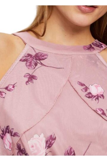 Kadın Tül Detaylı Omzu Açık Şık Rahat Kalıp Büyük Beden Curve Abiye Elbise