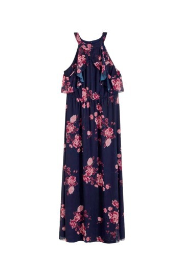 Kadın Tül Detaylı Omzu Açık Şık Rahat Kalıp Büyük Beden Curve Abiye Elbise