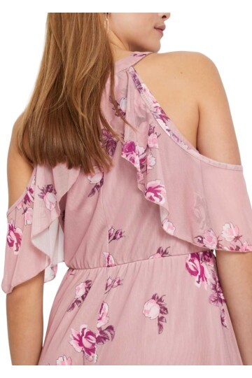 Kadın Tül Detaylı Omzu Açık Şık Rahat Kalıp Büyük Beden Curve Abiye Elbise