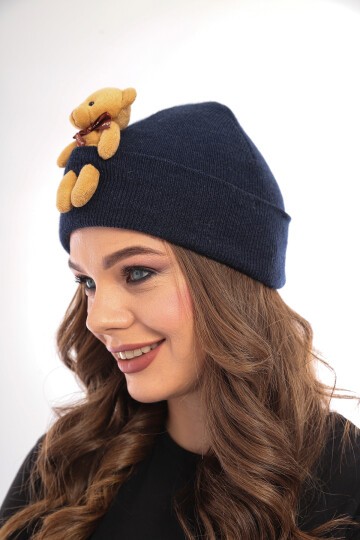 Kadın Unısex Ayılı Spor Şık Tasarım Kışlık Hediyelik Bere