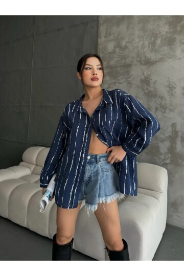 Kadın Uzun Kol Tesettüre Uygun Rahat Pamuk Spor Şık Casual Oversize Gömlek