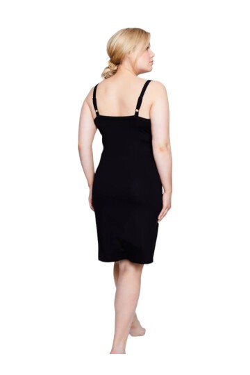 Kadın V Yaka Dantel Detay Askılı Şık Uzun Büyük Beden Curve Viskon Gecelik Elbise