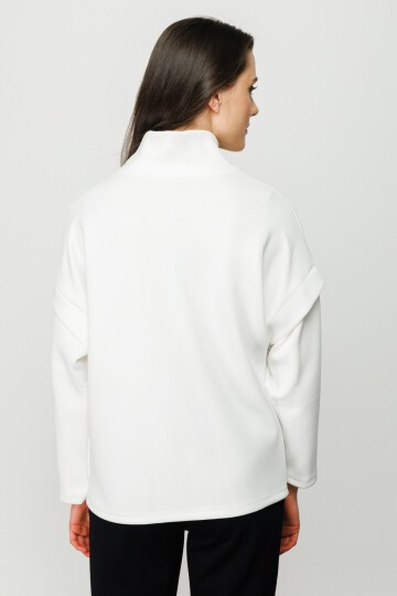 Kadın Yakası Bağcıklı Scuba Oversize Spor Şık Tasarım Sweatshirt