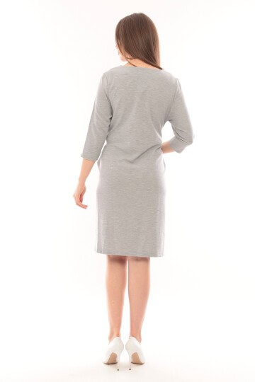 Kadın Yakası Yarım Fermuarlı Truvakar Kol Büyük Beden Curve Günlük Elbise