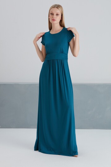 Kadın Yarım Kollu Maxi Boy Viskon Spor Şık Curve Hamile Elbisesi