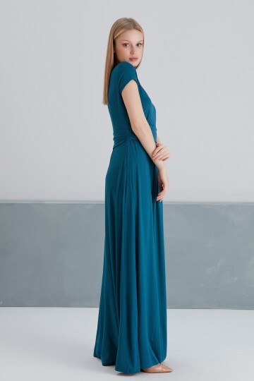 Kadın Yarım Kollu Maxi Boy Viskon Spor Şık Curve Hamile Elbisesi