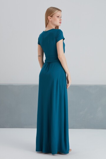 Kadın Yarım Kollu Maxi Boy Viskon Spor Şık Curve Hamile Elbisesi