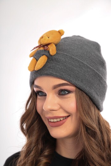 Unisex Ayılı Spor Şık Tasarım Hediyelik Bebe Mavisi Bere