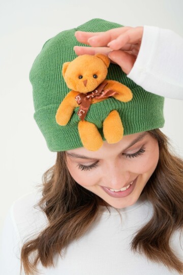 Unisex Ayılı Spor Şık Tasarım Hediyelik Bebe Mavisi Bere