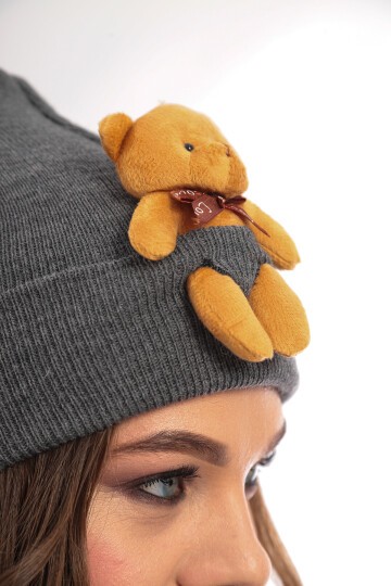 Unisex Ayılı Spor Şık Tasarım Hediyelik Bebe Mavisi Bere