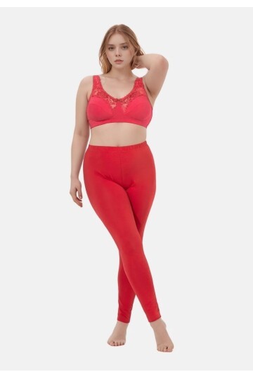 Kadın Beli Lastikli Pamuk Penye Büyük Beden Curve Yüksek Bel Spor Günlük Tayt