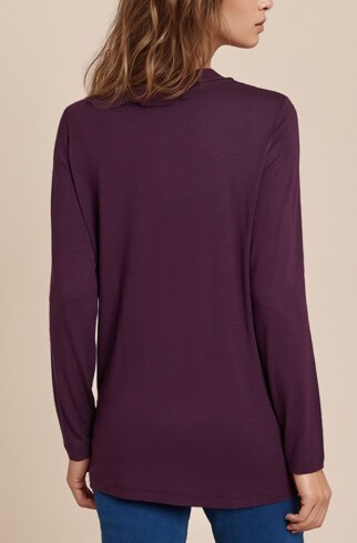 Kadın Bisiklet Yaka Esnek Desenli Taşlı Viskon Uzun Kol Curve Büyük Beden Bluz