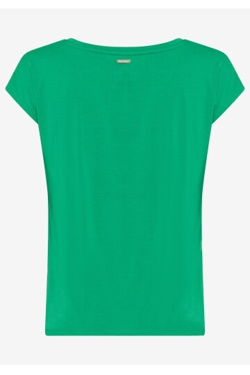 Kadın Bisiklet Yaka Saten Viskon Kısa Kol Spor Şık Desenli Bluz