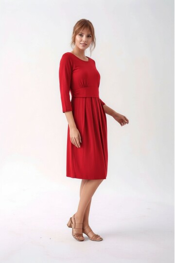 Kadın Bisiklet Yaka Tesettüre Uygun Uzun Kol Viskon Gizli Emzirme Bölümlü Şık Hamile Elbisesi