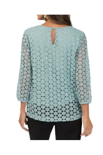 Kadın Bisiklet Yaka Truvakar Kol Çiçek Güpürlü Büyük Beden Curve Bluz