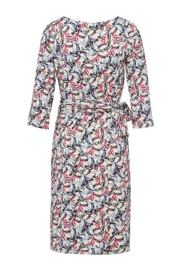 Kadın Bisiklet Yaka Truvakar Kol Viskon Yandan Bağlamalı Midi Boy Desenli Casual Şık Elbise