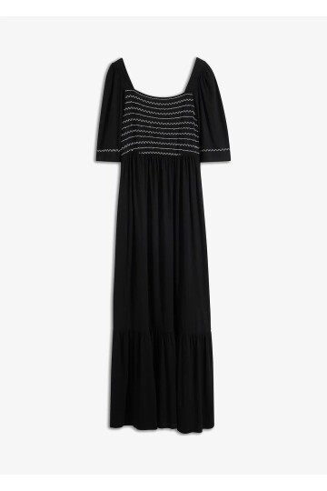 Kadın Kare Yaka Yarım Kol Maxi Boy Günlük/Casual Yazlık Viskon Spor Şık Elbise