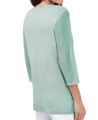 Kadın Curve Büyük Beden Önü Çiçek Güpürlü Kolları Tül Spor Şık Bluz