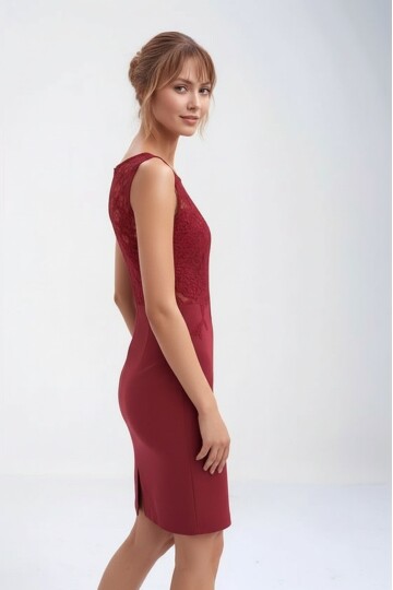 Kadın Dantel Bisiklet Yaka Askılı Şık Gece Abiye Mini Elbise