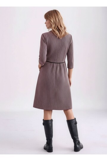 Kadın Degaje Yaka Uzun Kollu Cepli Büyük Beden Curve Şık Elbisesi