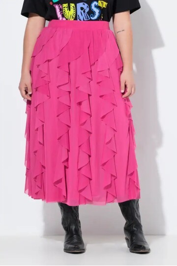 Kadın Katlı Tasarım Yüksek Bel Beli Lastikli Spor Şık Curve Büyük Beden Tül Etek