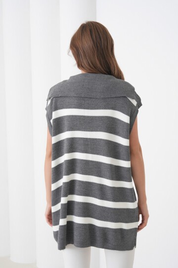 Kadın Kolsuz Gömlek Yaka Triko Tesettüre Uygun Spor Şık Yelek