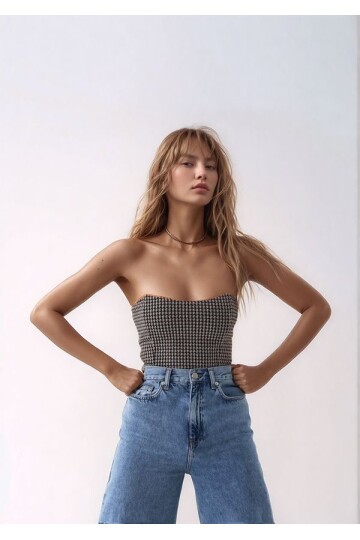 Kadın Straplez Korse Etkili Spor Şık Croptop Büstiyer