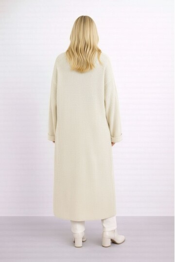 Kadın Tesettüre Uygun Maxi Boy Uzun Kol Spor Şık Örgü Triko Curve Uyumlu Hırka Ceket