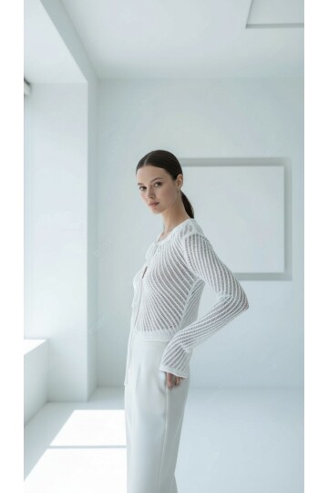 Kadın Bisiklet Yaka Önden Bağcıklı İspanyol Uzun Kol Spor Şık Ajurlu Tasarım Kısa Ceket