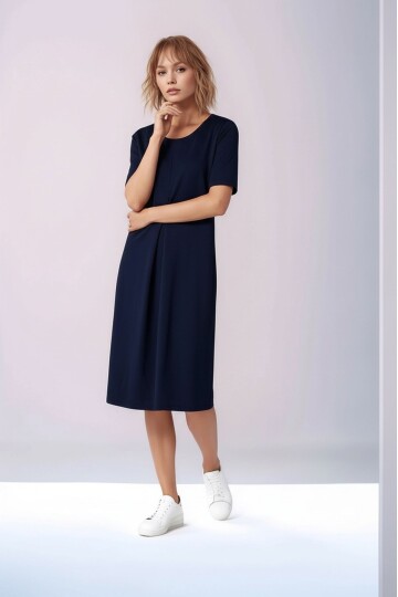 Kadın Yarım Kol Bisiklet Yaka Eteği Volanlı Spor Şık Büyük Beden Elbise