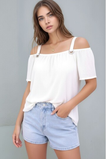 Kadın Yazlık Askılı Kuşgözü Detay Curve Spor Şık Casual Bluz